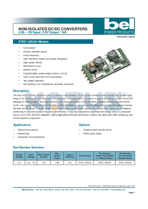 S7DC-16D250 datasheet - NON-ISOLATED DC/DC CONVERTERS 4.50 - 15V Input / 2.5V Output / 16A