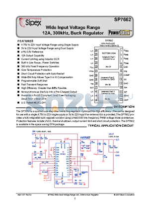 SP7662_07 datasheet - Wide Input Voltage Range 12A, 300kHz, Buck Regulator