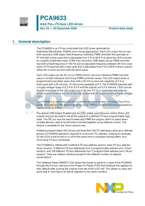 PCA9633TK datasheet - 4-bit Fm I2C-bus LED driver