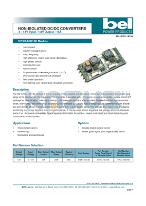 S7DC-16D180 datasheet - NON-ISOLATED DC/DC CONVERTERS 3 - 15V Input / 1.8V Output / 16A