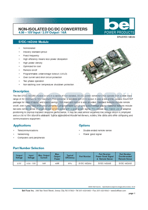 S7DC-16D25S datasheet - NON-ISOLATED DC/DC CONVERTERS 4.50 - 15V Input / 2.5V Output / 16A