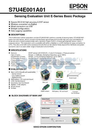 S7U4E001A01 datasheet - Sensing Evaluation Unit E-Series Basic Package