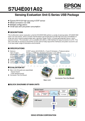 S7U4E001A02 datasheet - Sensing Evaluation Unit E-Series USB Package