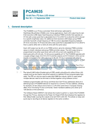 PCA9635PW datasheet - 16-bit Fm I2C-bus LED driver