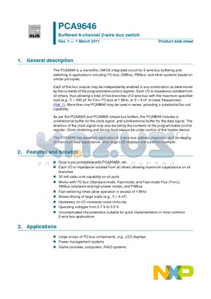 PCA9646PW datasheet - Buffered 4-channel 2-wire bus switch