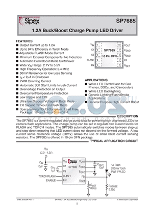 SP7685 datasheet - 1.2A Buck/Boost Charge Pump LED Driver