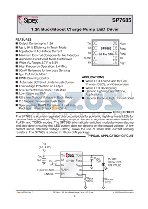 SP7685ER-L/TR datasheet - 1.2A Buck/Boost Charge Pump LED Driver