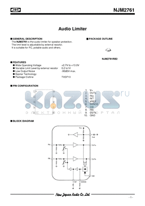 NJM2761RB2 datasheet - The Audio Limiter for Speaker Protection