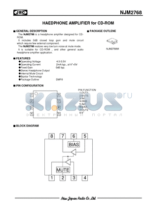 NJM2768M datasheet - HAEDPHONE AMPLIFIER for CD-ROM