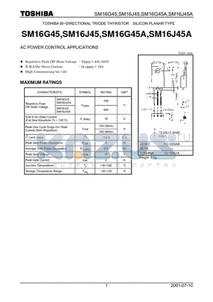 SM16J45A datasheet - AC POWER CONTROL APPLICATIONS