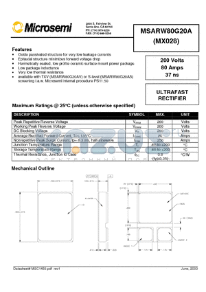 MSARW80G20A datasheet - ULTRAFAST RECTIFIER