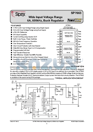 SP7663ER/TR datasheet - Wide Input Voltage Range 6A, 600kHz, Buck Regulator