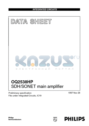 OQ2538HP datasheet - SDH/SONET main amplifier