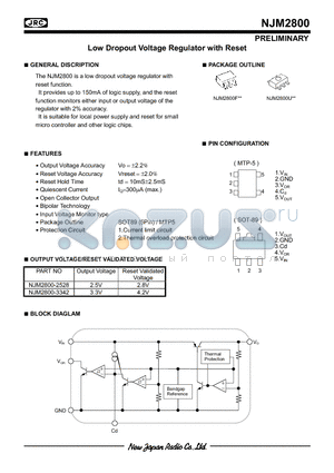 NJM2800-2528 datasheet - Low Dropout Voltage Regulator with Reset