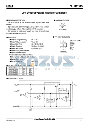 NJM2805U2923 datasheet - Low Dropout Voltage Regulator with Reset