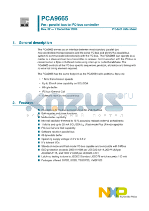 PCA9665BS datasheet - Fm parallel bus to I2C-bus controller