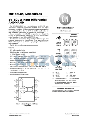 MC100EL05DR2 datasheet - 5V ECL 2-Input Differential AND/NAND