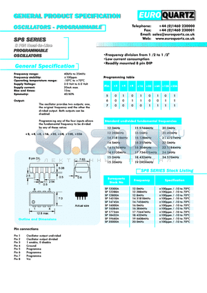 SP8 datasheet - OSCILLATORS - PROGRAMMABLE