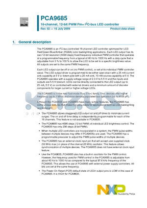 PCA9685PW/Q900 datasheet - 16-channel, 12-bit PWM Fm I2C-bus LED controller