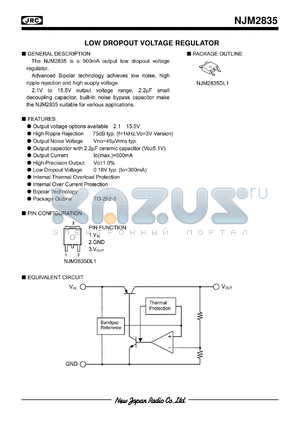 NJM2835DL1-05 datasheet - LOW DROPOUT VOLTAGE REGULATOR