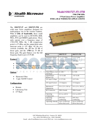SM1727-37 datasheet - 1700-2700 MHz 5 Watt Linear Power Amplifiers