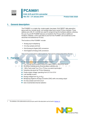 PCA9691BS datasheet - 8-bit A/D and D/A converter