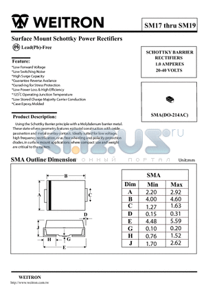 SM18 datasheet - Surface Mount Schottky Power Rectifiers