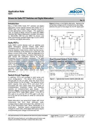 SW-214 datasheet - Drivers for GaAs FET Switches and Digital Attenuators