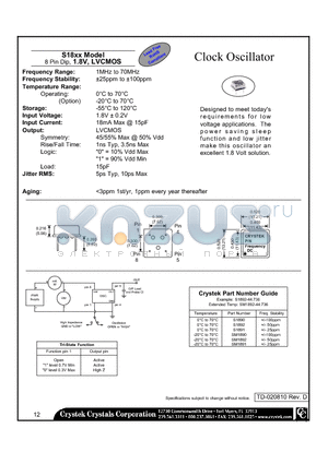 SM1890-44.736 datasheet - Clock Oscillator 8 Pin Dip, 1.8V, LVCMOS
