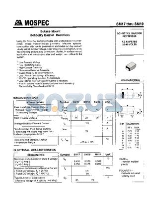 SM19 datasheet - SCHOTTKY BARRIER RECTIFIERS(1.0A,20-40V)