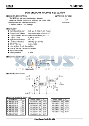 NJM2860F3 datasheet - LOW DROPOUT VOLTAGE REGULATOR