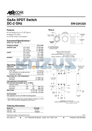 SW-224 datasheet - GaAs SPDT Switch DC-2 GHz