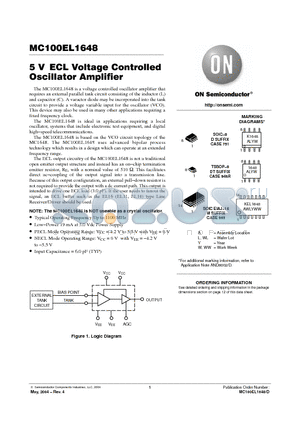 MC100EL1648D datasheet - 5 V ECL Voltage Controlled Oscillator Amplifier