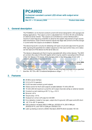 PCA9922N datasheet - 8-channel constant current LED driver with output error detection