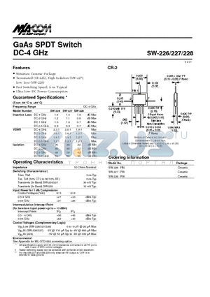 SW-226 datasheet - GaAs SPDT Switch DC-4 GHz