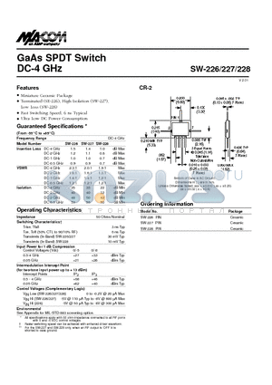 SW-226PIN datasheet - GaAs SPDT Switch DC-4 GHz