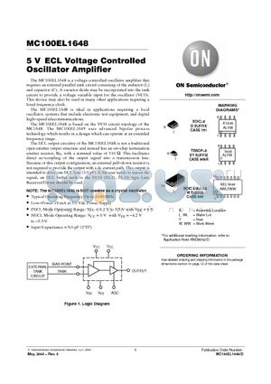 MC100EL1648M datasheet - 5 V ECL Voltage Controlled Oscillator Amplifier