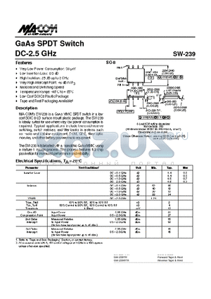 SW-239PIN datasheet - GaAs SPDT Switch DC-2.5 GHz