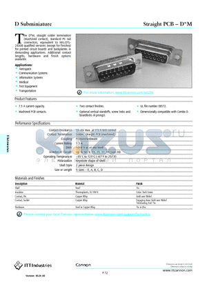 PCB-DM datasheet - D Subminiature Aerospace Communication Systems Information Systems Medical Test Equipment Transportation