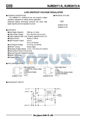 NJM2871F datasheet - LOW DROPOUT VOLTAGE REGULATOR