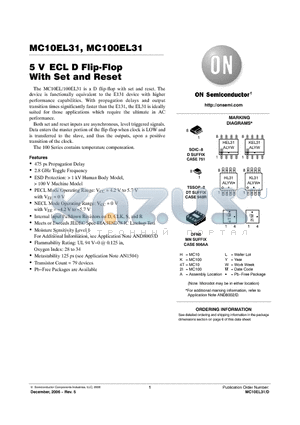 MC100EL31DTG datasheet - 5 V ECL D Flip-Flop With Set and Reset