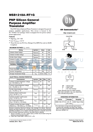 MSB1218A-RT1G datasheet - PNP Silicon General Purpose Amplifier Transistor