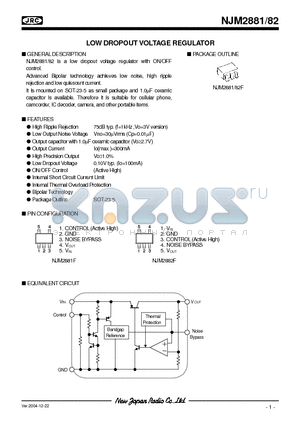 NJM2881 datasheet - LOW DROPOUT VOLTAGE REGULATOR