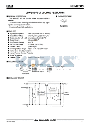 NJM2883 datasheet - LOW DROPOUT VOLTAGE REGULATOR