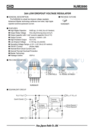 NJM2890 datasheet - 2ch LOW DROPOUT VOLTAGE REGULATOR