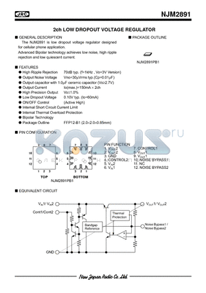 NJM2891PB1-2121 datasheet - 2ch LOW DROPOUT VOLTAGE REGULATOR