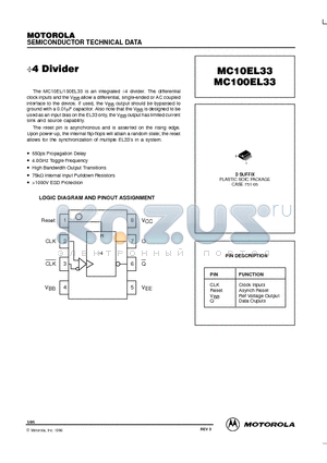 MC100EL33 datasheet - 4 Divider