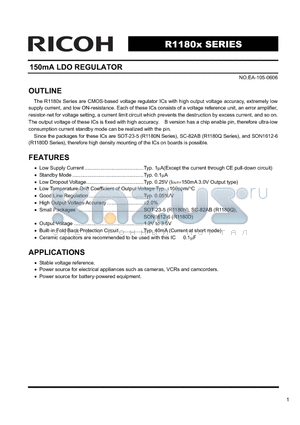 R1180N121C datasheet - 150mA LDO REGULATOR