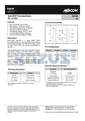 SW-338SMB datasheet - GaAs SPDT Terminated Switch DC - 2.5 GHz