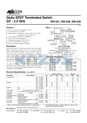 SW-339RTR datasheet - GaAs SPDT Terminated Switch DC - 2.5 GHz